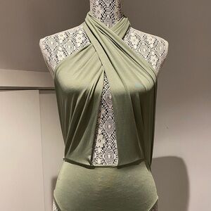 3 for 40 Bodysuit NWOT twist belt bikini style L